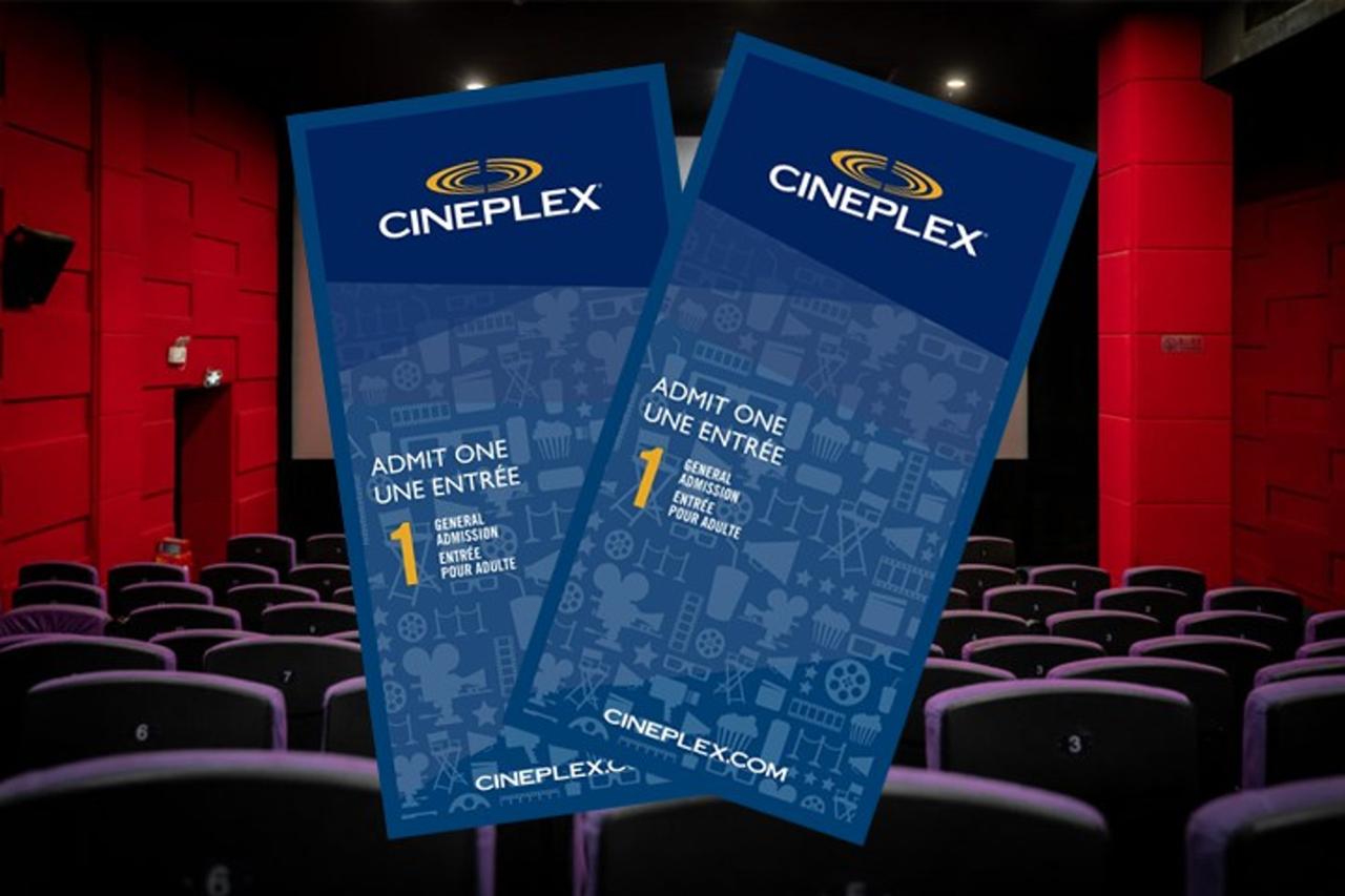 (2) Cineplex movie passes | Powered by Givergy